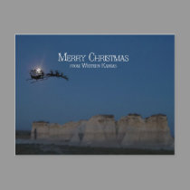 Santa over Monument Rocks postcards by wksimages Santa over Monument Rocks postcards