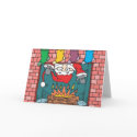 santa peeking in fireplace cards