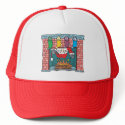 santa peeking in fireplace hats