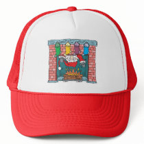 santa peeking in fireplace hats