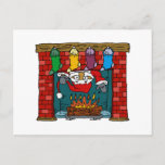 Santa peeking out chimney postcards