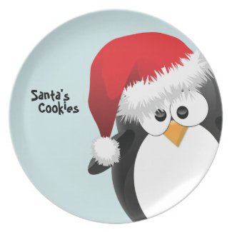Santa Penguin Custom Christmas Plate