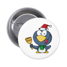 Santa Penguin with Jingle Bell Pin