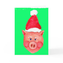 Santa Pig  Christmas Card