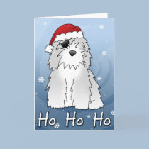 Santa Pirate Old English Sheepdog Christmas Card cards