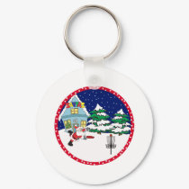 Santa Playing Disc Golf keychains