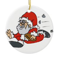 Santa playing football christmas tree ornament