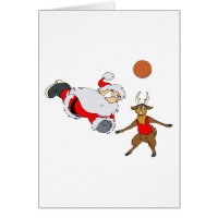 santa playing volleyball card