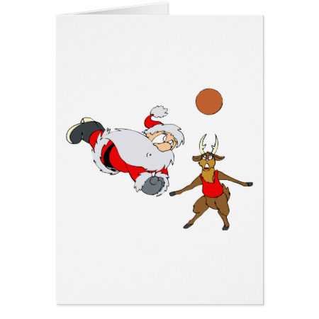 santa playing volleyball stationery note card