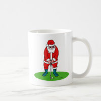 Santa plays golf coffee mugs