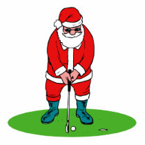 Santa plays golf photo sculptures
