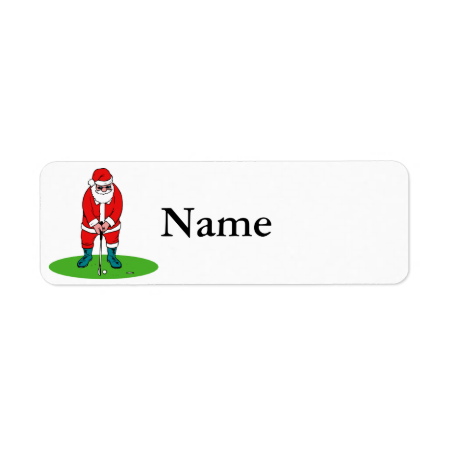 Santa plays golf return address label