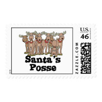 Santa posse reindeer postage stamps