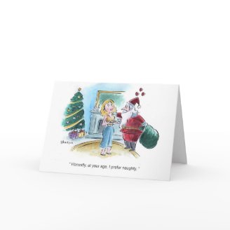 Santa prefers naughty greeting card