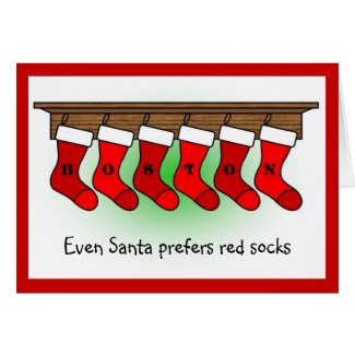 Santa prefers red socks card