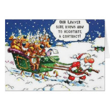 Santa Pulling Reindeer Card