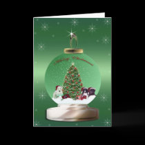 Santa Puppies Christmas Card