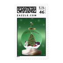Santa Puppies Snow Globe Postage postage