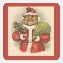 Santa Puss Square Sticker