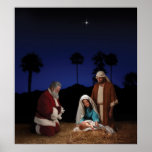 Santa que se arrodilla en la natividad impresiones