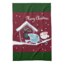Santa Red mistletoe love birds christmas Towel