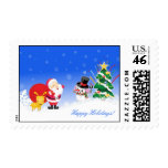 Santa, Reindeer and Snowman Holiday Greetings Stamps