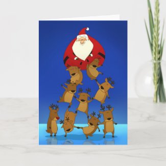 Santa & Reindeer (Blank Card) card