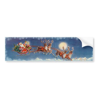 SANTA  & REINDEER by SHARON SHARPE Bumper Stickers by sharonsharpe