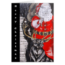 Santa & Reindeer Christmas Card cards