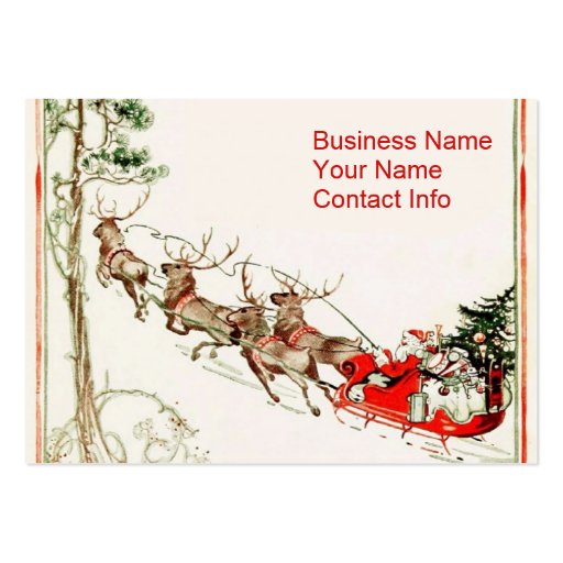 Santa Reindeer in Snow Business Card Template (front side)