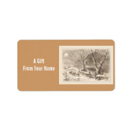 Santa Reindeer Moonlit Christmas Gift Tag label
