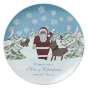Santa & Reindeer: Personalized: Christmas Plate plate
