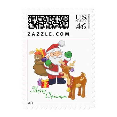 Santa & Reindeer Postage by pixelholic