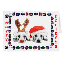 Santa Reindeer Schnauzers Card