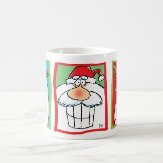 Santa, Reindeer & Snowman Christmas Cartoon Mug