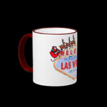 Santa & Reindeers on Las Vegas Sign mugs by vegasdusoleil Santa & Reindeers on Las Vegas Sign mugs