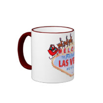 Santa & Reindeers on Las Vegas Sign mugs by vegasdusoleil Santa & Reindeers on Las Vegas Sign mugs