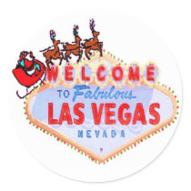 Santa & Reindeers on Las Vegas Sign Sticker