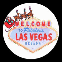 Santa & Reindeers on Las Vegas Sign Sticker