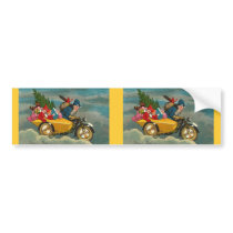 Santa Rides a Motorcycle - Christmas bumper stickers by MyOtherPlanet Santa Rides a Motorcycle - Christmas bumper stickers