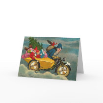 Santa Rides a Motorcycle - Christmas cards by MyOtherPlanet Santa Rides a Motorcycle - Christmas cards