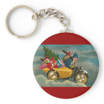 Santa Rides a Motorcycle - Christmas Keychains