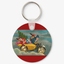 Santa Rides a Motorcycle - Christmas keychains by MyOtherPlanet Santa Rides a Motorcycle - Christmas keychains