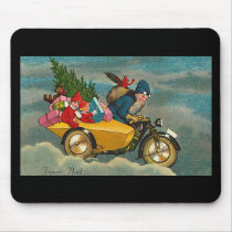 Santa Rides a Motorcycle - Christmas mousepads by MyOtherPlanet Santa Rides a Motorcycle - Christmas mousepads