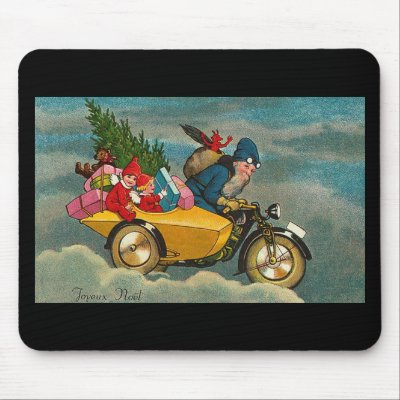Santa Rides a Motorcycle - Christmas mousepads