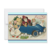 Santa Riding in a Car - Joyeaux Noel invitations by MyOtherPlanet Santa Riding in a Car - Joyeaux Noel invitations