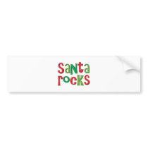 Santa Rocks Red and Green Christmas bumper stickers