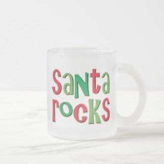 Santa Rocks Red and Green Christmas mug