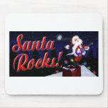 Santa Rocks Santa Plays Guitar on the Roof in a Sn mousepads