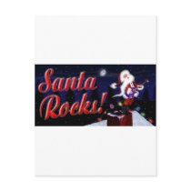 Santa Rocks Santa Plays Guitar on the Roof in a Sn Postcards